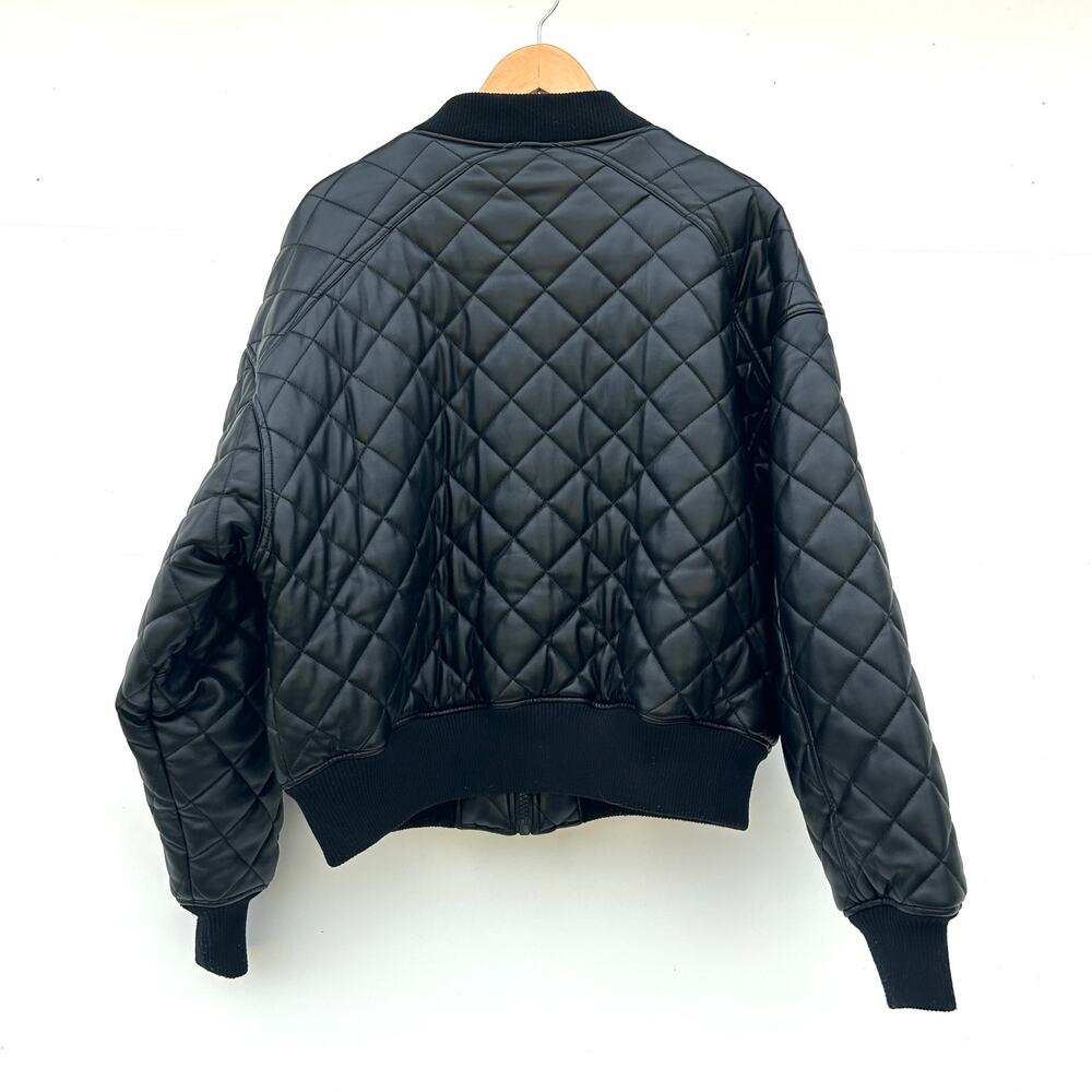 Good American Better Than Leather Quilter Bomber Puffy Jacket Plus Size 22 Black - Picture 6 of 10